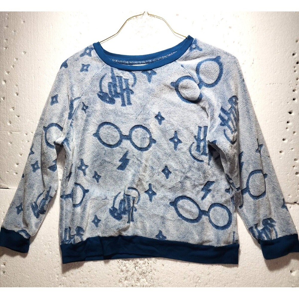 Wizarding World Of Harry Potter Sweater Women Large Blue Fleece Long Sleeve Soft